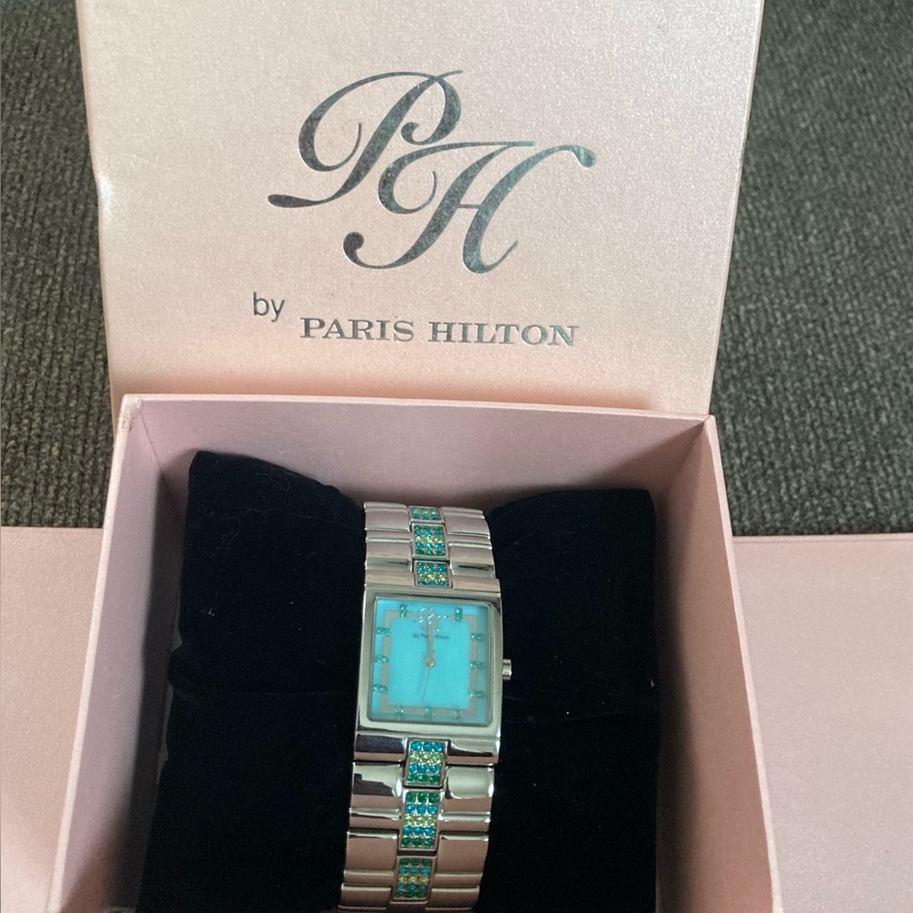 Paris Hilton Silver Watch with aqua face - Picture 4 of 12